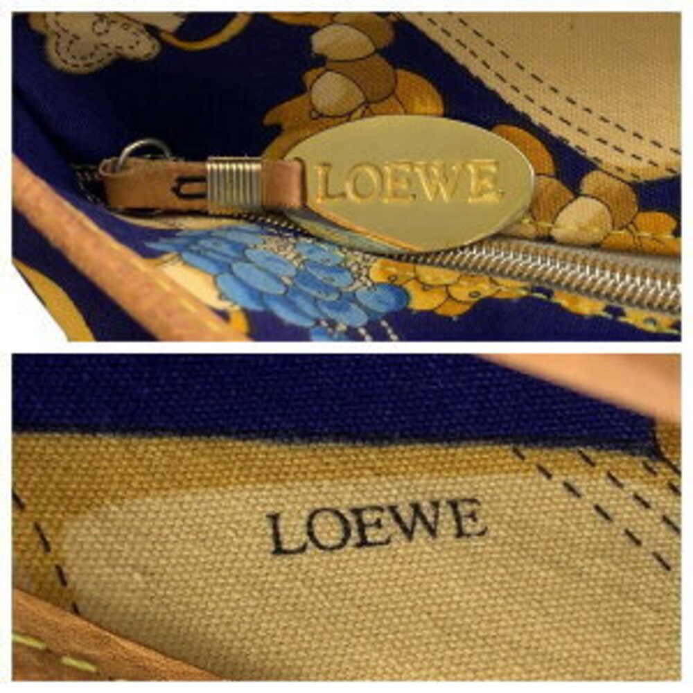 LOEWE Blue Multicolor Canvas Leather Tote Shoulder Bag - Picture 4 of 10